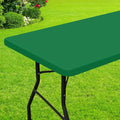 Smiry Rectangle Picnic Table Cloth, Waterproof Elastic Fitted Tablecloths for 8 Foot Tables, Washable Polyester Table Cover for Camping, Indoor and Outdoor (Hunter Green, 30"x96")