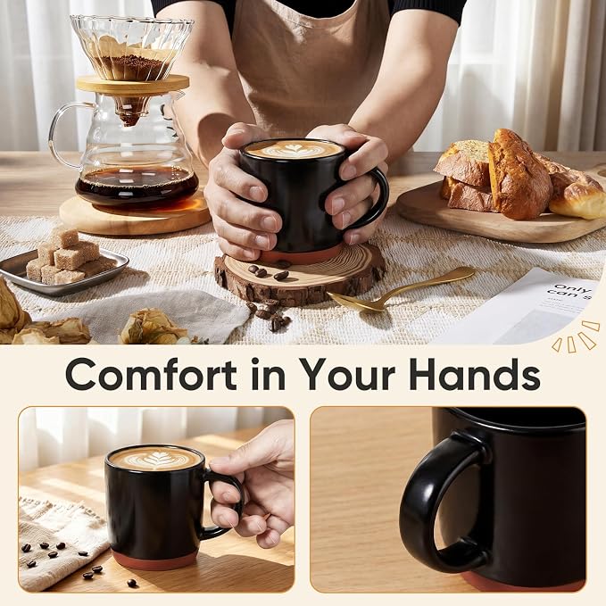 E-far Ceramic Coffee Mug Set of 4, 12oz Stoneware Coffee Cup - Image 6