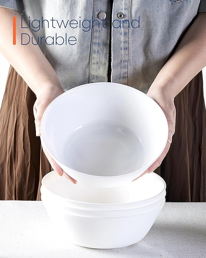 38 OZ Soup Bowl Set of 4, Opal Glass 7.5 inch White Bowls for Ramen, Noodle, Salad, Fruit, Pho, Dishwasher and Microwave Safe