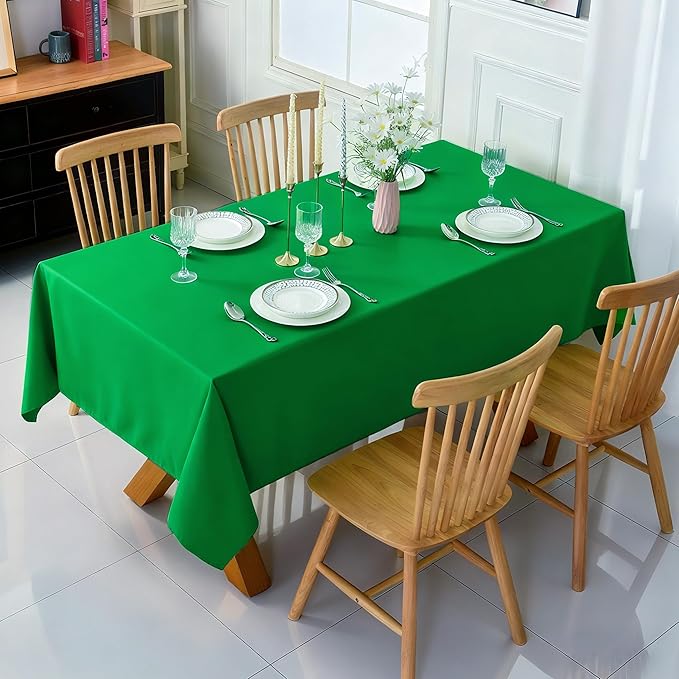 6-Pack 60x102 inch Forest Green Table Cloths, Solid Stain and Wrinkle Resistant Oblong Tablecloth, Premium Plain Weave Polyester Fabric Rectangle Table Linen Covers for Hotel, Wedding
