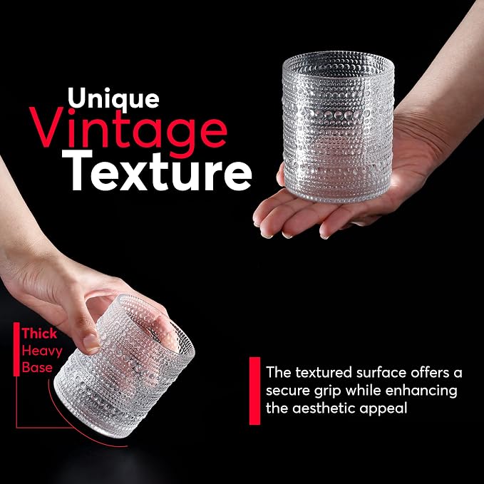 Hobnail Drinking Glasses, Vintage Glassware Set of 6, Vintage Drinking Glasses - Image 3