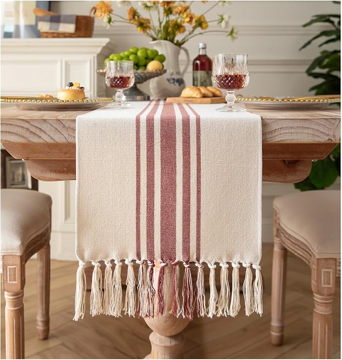 Boho Table Runner for Modern Farmhouse Fall Decor, Dining Table décor 13 x 90 by Caflife