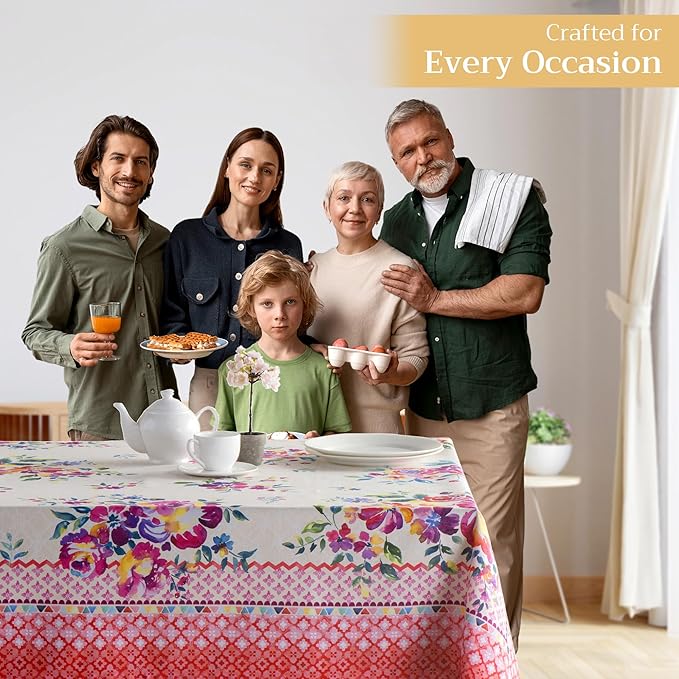 Maison d' Hermine Table Cloth Rectangle Table 100% Cotton 60 x 120 Inches Tablecloth Reusable Decorative for Dining Room Farmhouse Home Valentines Day Decorations Spring Summer - Rose Garden