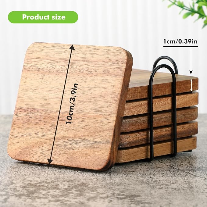 WLWNWFT Acacia Wood Coasters Square - Image 3