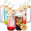VITEVER 20 OZ Glass Cups with Bamboo Lids and Glass Straw by VITEVER