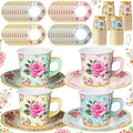Umigy 60 Sets Floral Tea Party Decorations 6.5 oz Floral Paper Teacups & Saucer by Umigy