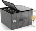 Sorbus China Storage Containers – Dinnerware Organizer for Champagne Flute Glasses with Lid (Holds Service for 12) with Felt Protectors – 13" x 10" x 10.6"