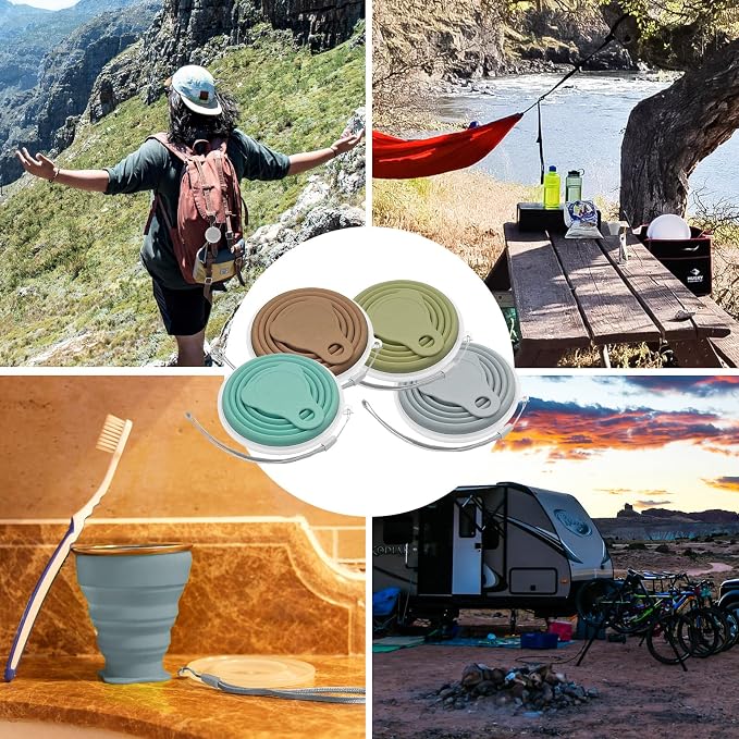Litoexpe 4 Pack Silica gel Collapsible Travel Cup 270ml, Style 2 | Mint Green & - Image 7