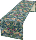 William Morris Floral Table Runner, Vintage Green Flowers Botanical Printed by Yearn+Jear