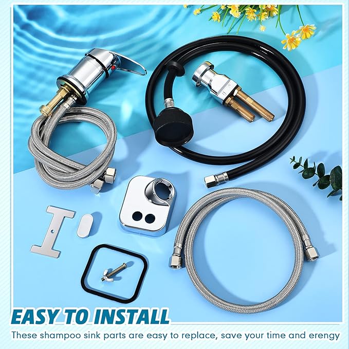 Shampoo Bowl Vacuum Breaker Kit Shampoo Bowl Faucet Salon Sink Parts Shampoo Sink Parts for Replacement (8 Pcs)