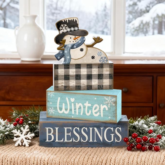 Moucuny 4 Pcs Winter Table Decorations Playful Snowman Decor Indoor Winter - Image 7