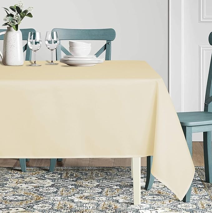 sancua Square Tablecloth - 60 x 60 Inch - Water Resistant Spill Proof Washable Polyester Table Cloth, Decorative Fabric Table Cover for Dining Tables, Buffet Parties and Camping, Beige
