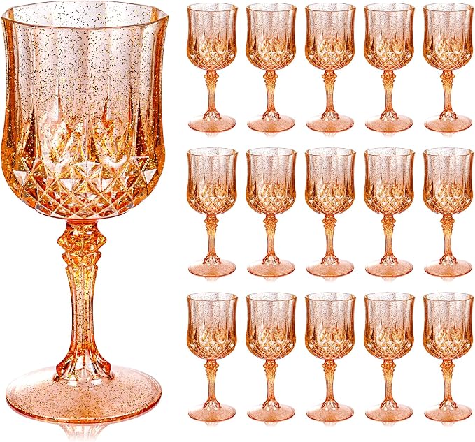 Ciaell 24 Pack Amber Plastic Wine Glasses by Ciaell