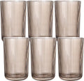 Gray Ribbed Highball Glasses Set of 6, 13.2oz Smokey Gray Colored Glassware by Vintacicle