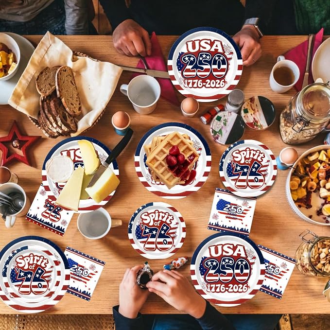 180Pcs 4th of July paper Plates and Napkins Party Supplies, Serve 60 | - Image 8