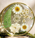 Oqplog Resin Drink Coaster for Desk Coffee Table-White Cute Dried Flowers Cup by Oqplog