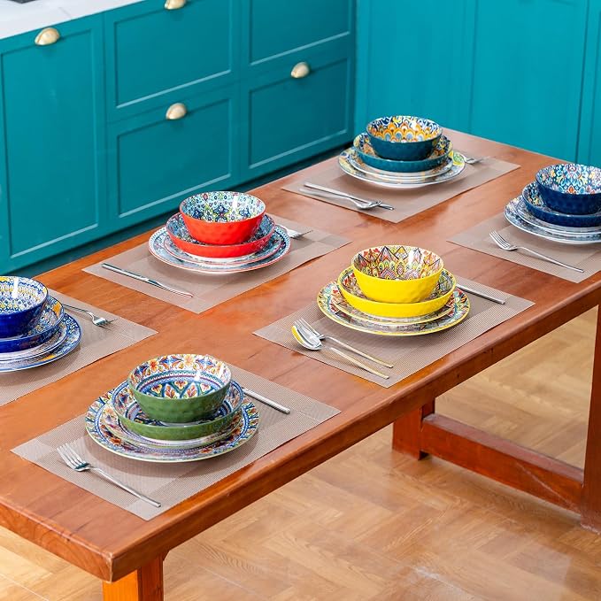24 Pieces Dinnerware Sets, Plates and Bowls Set, Porcelain Dishes Set - Image 7
