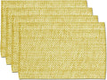Sweet Home Collection 100% Cotton Placemats for Dining Room Rectangle Two Tone Woven Fabric 13" x 19" Soft Durable Table Mat Set, Set of 4, Gold