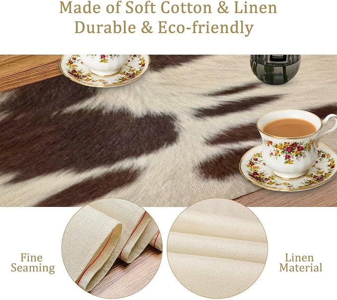 Cow Print Table Runner, 13x90 Inch - Image 5