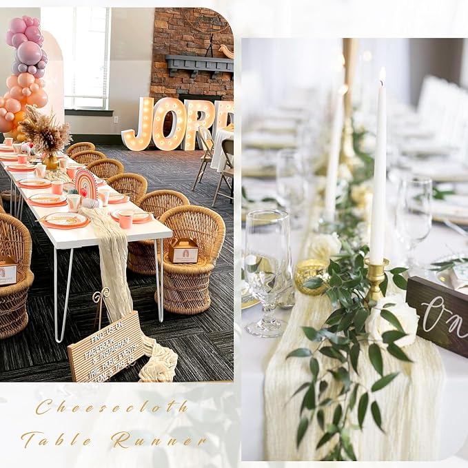 Beige Cheesecloth Table Runner 10FT Runner - Image 5