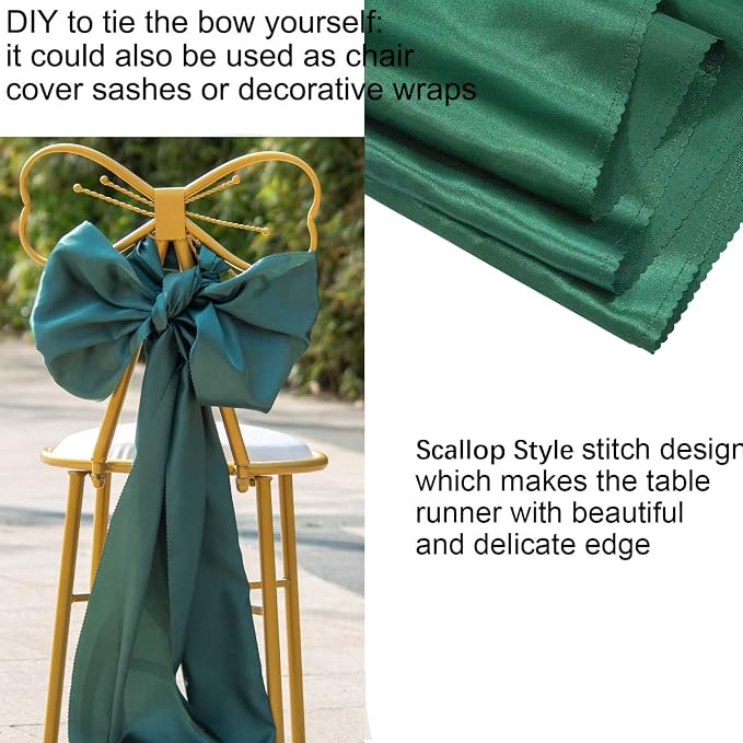 Satin Table Runner, Forest Green, 12x108 Inches, 15 Pack - Image 6