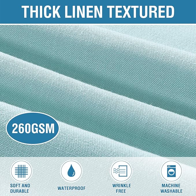 H.VERSAILTEX Linen Textured Table Cloths 60 x 84 Inch Premium Solid Tablecloth Spill-Proof Waterproof Table Cover for Dining Buffet Feature Extra Soft and Thick Fabric Wrinkle Free, Aqua