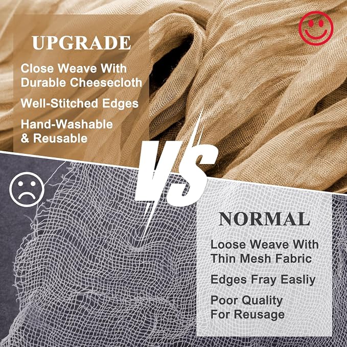 Cheesecloth Table Runner Khaki 10FT Boho Gauze Runner - Image 4