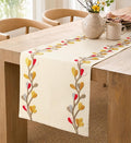Embroidered Canvas 13"x 72" Narrow Table Runner, Branch | Exquisite Embroidery by MuseHaus
