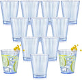 12 PCS Plastic Ribbed Drinking Glasses 10oz Blue Vintage Ripple Stemless Wine by SHIQIKEJIPTY
