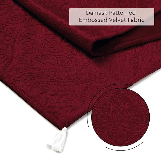 Encasa XO Table Runner, Embossed Velvet, Elegant 13"x94" | Maroon, 175 GSM - Image 5