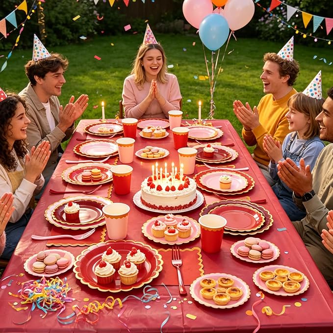 Burgundy Plates and Napkins Party Supplies - Image 6