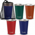 16 oz Stainless Steel Cups, Metal Drinking Glasses by CUPLOOV