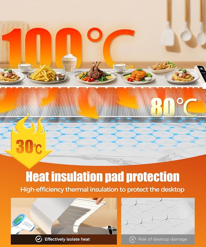 Warming Mat for Food, 46x15 Inch, Off White, Fast Heat, Child Lock | Includes - Image 2