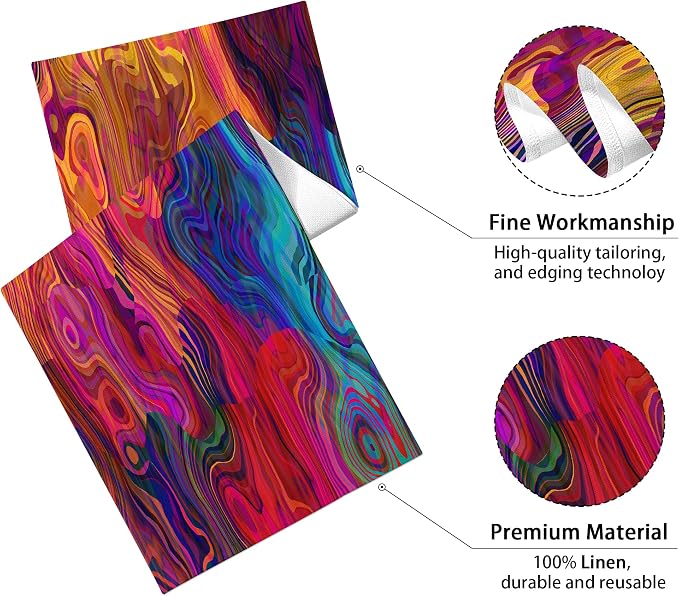 Abstract Table Runner 13x36 Inch Colorful Chaotic Waves Table Runners Table - Image 2