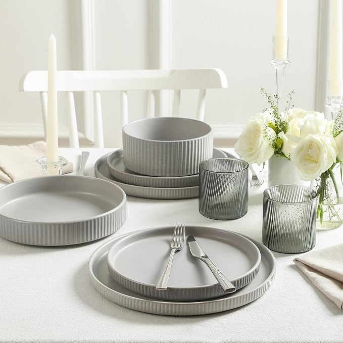 Stone Lain Haven Modern Stoneware 4 Piece Pasta Bowls Sets, Dish Set - Image 3