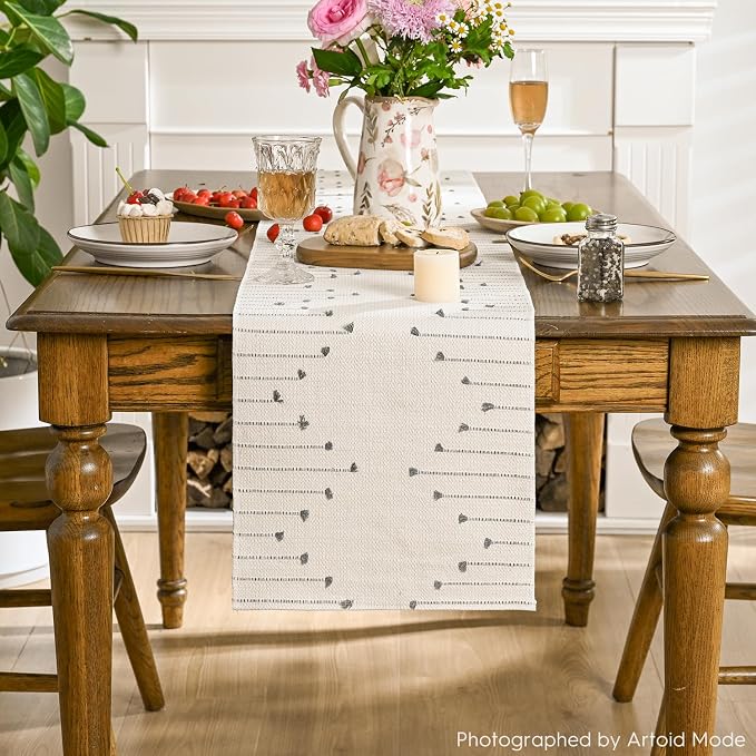 Artoid Mode Light Grey Boho Table Runner - Image 2