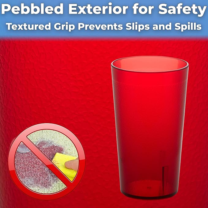 Restaurant Grade, BPA-Free 12oz Red Plastic Cups 24pk. Super Durable, Break - Image 5