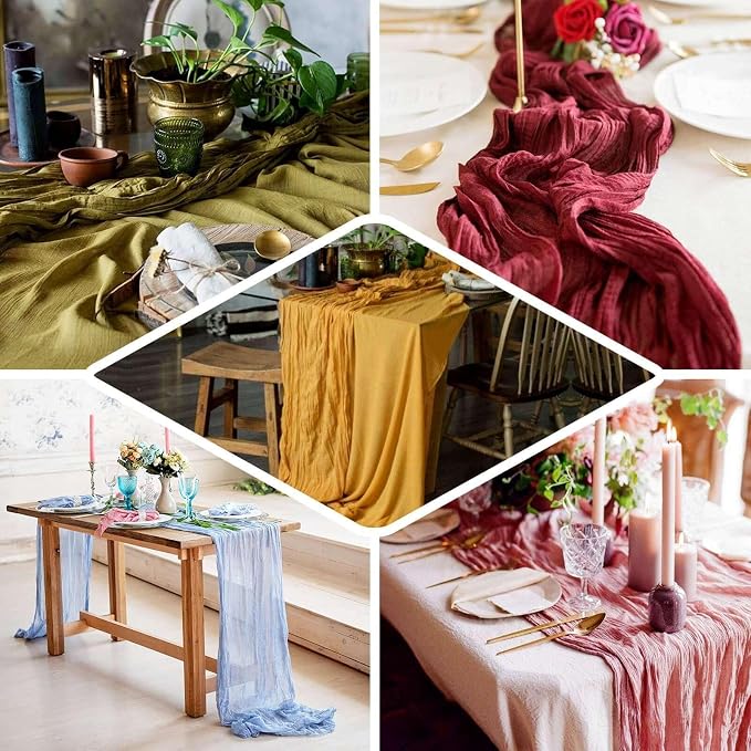 Efavormart 10ft Mauve Cheesecloth Table Runner - Image 4