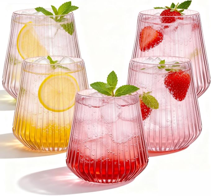 N9R 40PCS Pink Plastic Wine Glasses Disposable, 14 oz Cocktail & Spritz | Pink by N9RTABLEWARE