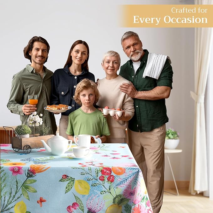 Maison d' Hermine Table Cloth Rectangle Table 100% Cotton 70 x 108 Inches Tablecloth Reusable Decorative for Dining Room Farmhouse Home Valentines Day Decorations Spring Summer - Jardin D'Ete - Mint