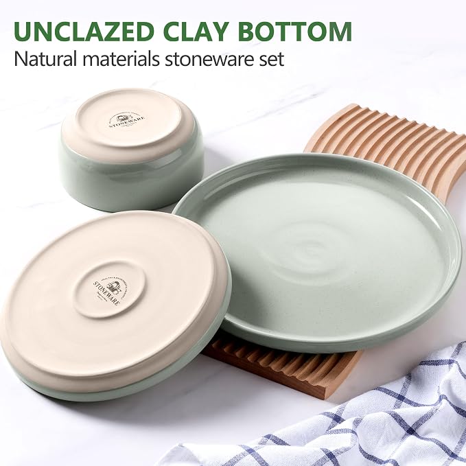 LIANYU Plates and Bowls Sets for 8, 24 Piece China Dinnerware Stoneware Set - Image 2