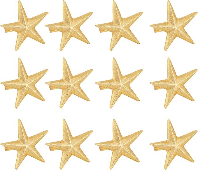 ALPHA Living HOME Napkin Rings Set of 12, Star Shaped Napkin Holder, Metal Serviette Rings, Gold Napkin Rings, Farmhouse Table Accessories for Dining Table, Weddings, Parties & Home Décor, Durable