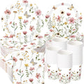 250 Pcs Wildflower Party Decorations Include Spring Summer Floral Paper Plates by Ziliny