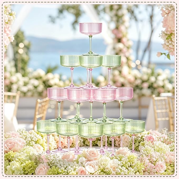 12PCS Plastic Martini Glasses, Unbreakable Reusable Champagne Coupe, Removable - Image 6