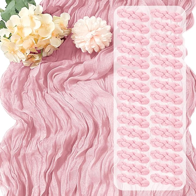 30 Pack Light Pink Cheesecloth Table Runner 17 x 108 inch Cheese Cloth Table by Yorcari