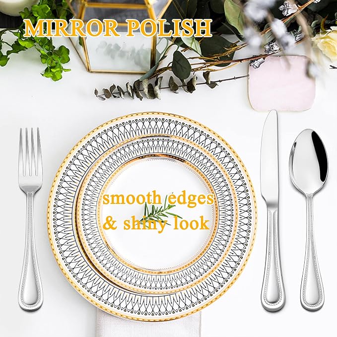 LIANYU Silverware Flatware Set for 8, 40-Piece Stainless Steel Eating Utensils - Image 5