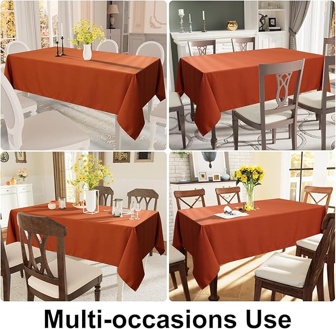 Smiry Rectangle Table Cloth, Waterproof Anti-Scratch Polyester Tablecloth, Decorative Washable Fabric Table Cover for Dining, Buffet, Parties and Outdoor, 60x102, Rust