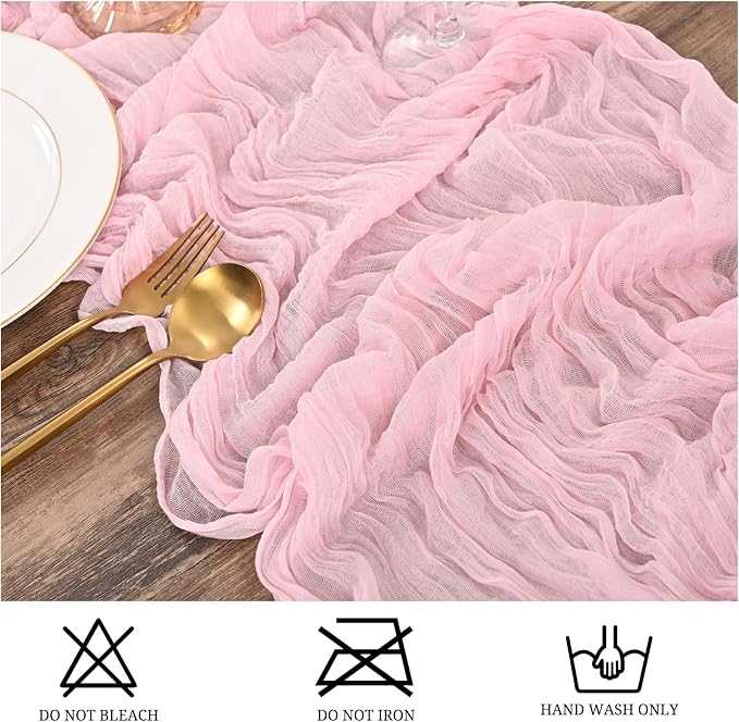 25 Pack Pink Table Runner 17 x 108inch Cheesecloth Table Runner Boho Gauze - Image 3