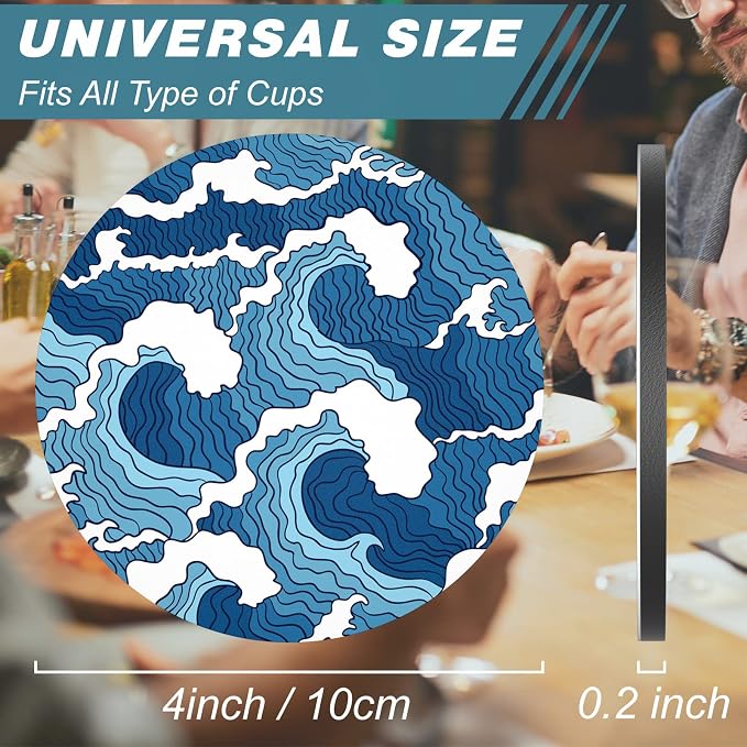 Coasters for Drinks, Kitchen Home Decor Housewarming Gift, Round 4 in - Image 3