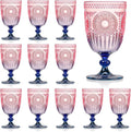 XUWAIDSGN 12Pcs Plastic Vintage Wine Glasses 13.5oz Reusable Embossed Goblet by XUWAIDSGN